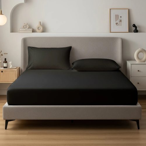 SleepStudio Jersey Fitted Sheet Black