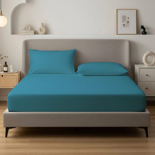 SleepStudio Jersey Fitted Sheet Turquoise
